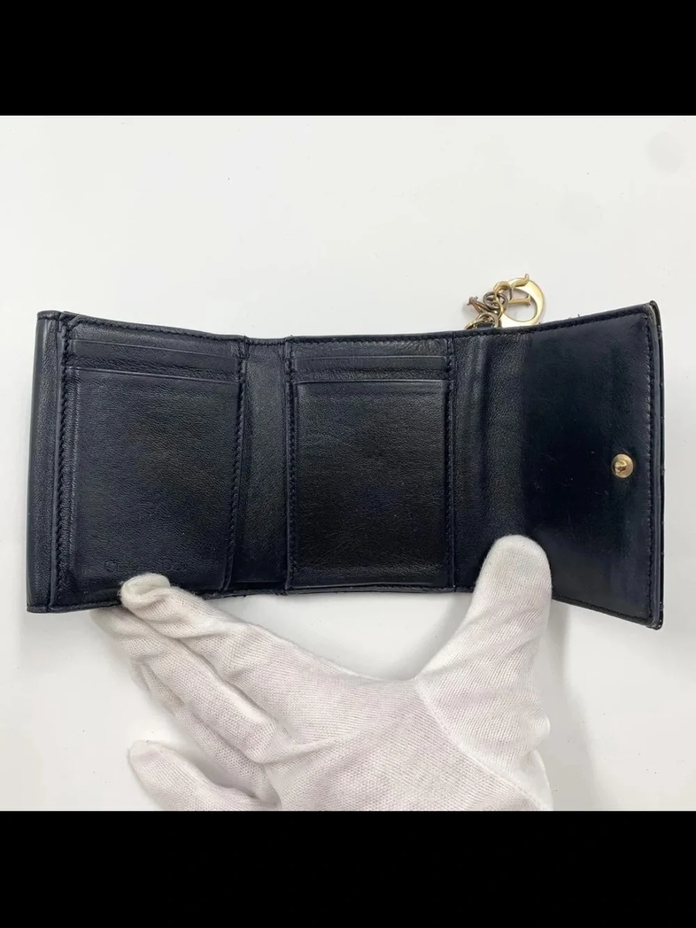 Dior Black Patent Quilted Leather Wallet